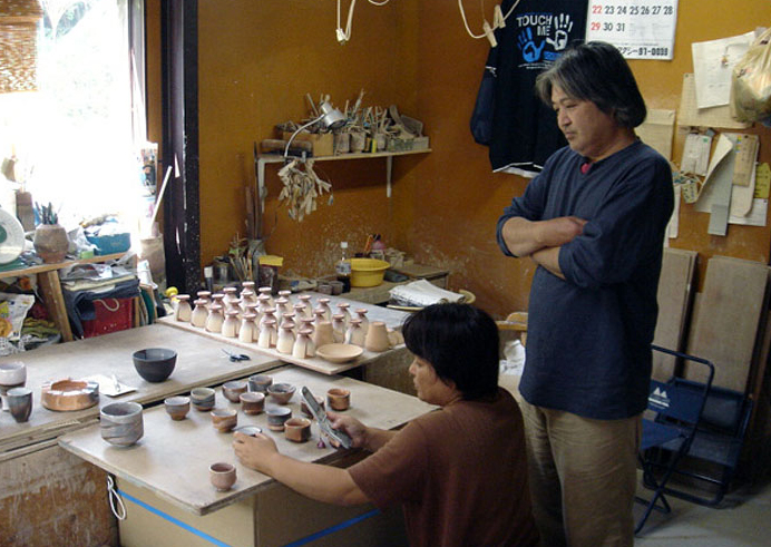 近鉄百貨店 近藤守作品 山口萩 青海波茶碗 - 陶芸